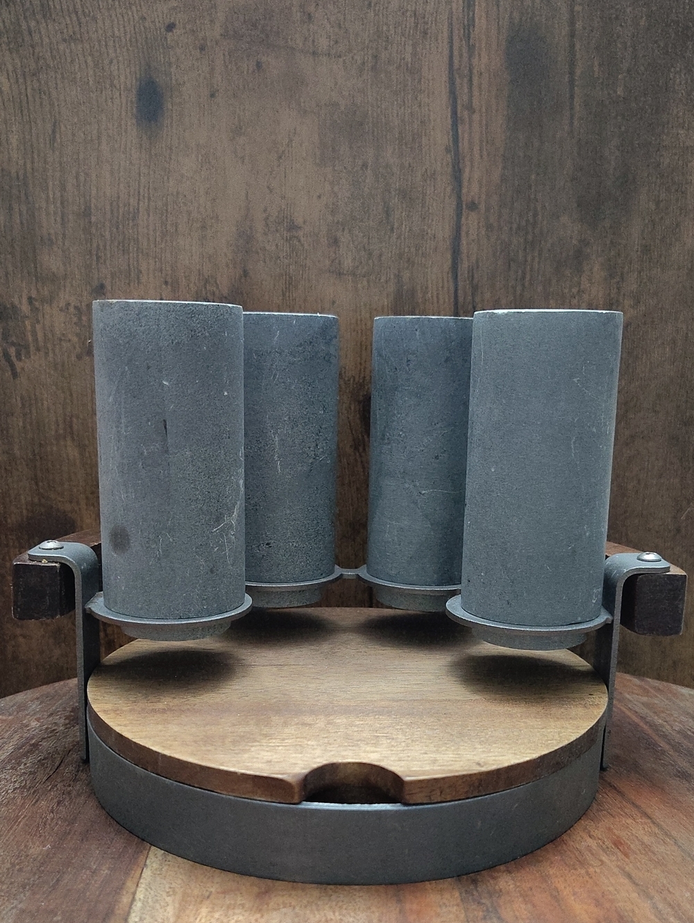Soapstone Vodka Shot Glass Set Holder Metal Wood Serving Tray Cutting Board